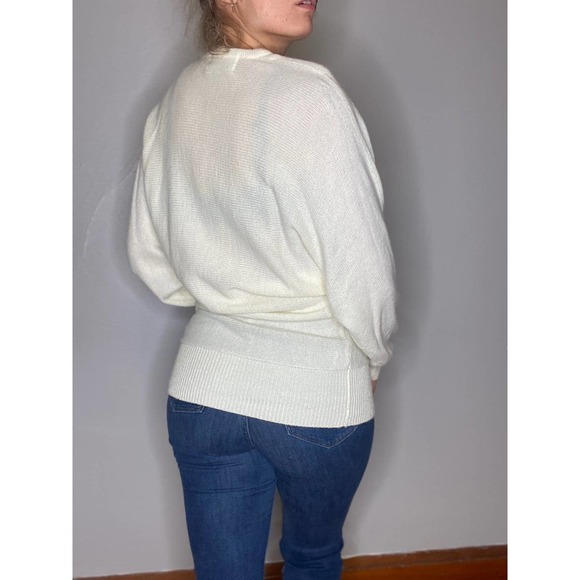 VINTAGE Cream Unique 80’s Sweater Small - Picture 6 of 8